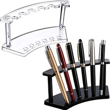 2 Pieces Plastic Pen Holder Stand Display Rack 6-Slot Pen Makeup Clear,black