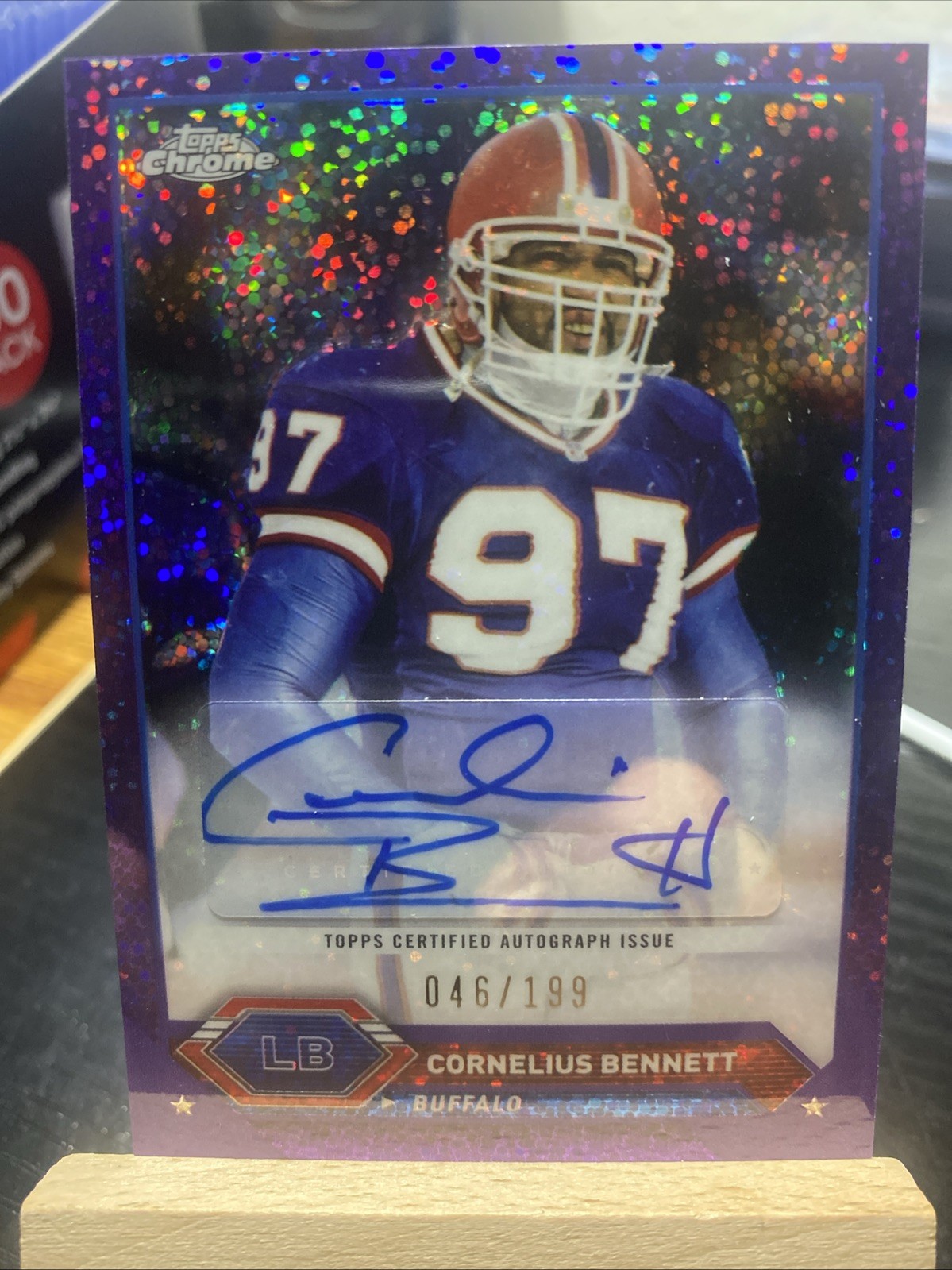 2023 Topps Composite Cornelius Bennett Chrome Auto Purple Speckle Refractor /199