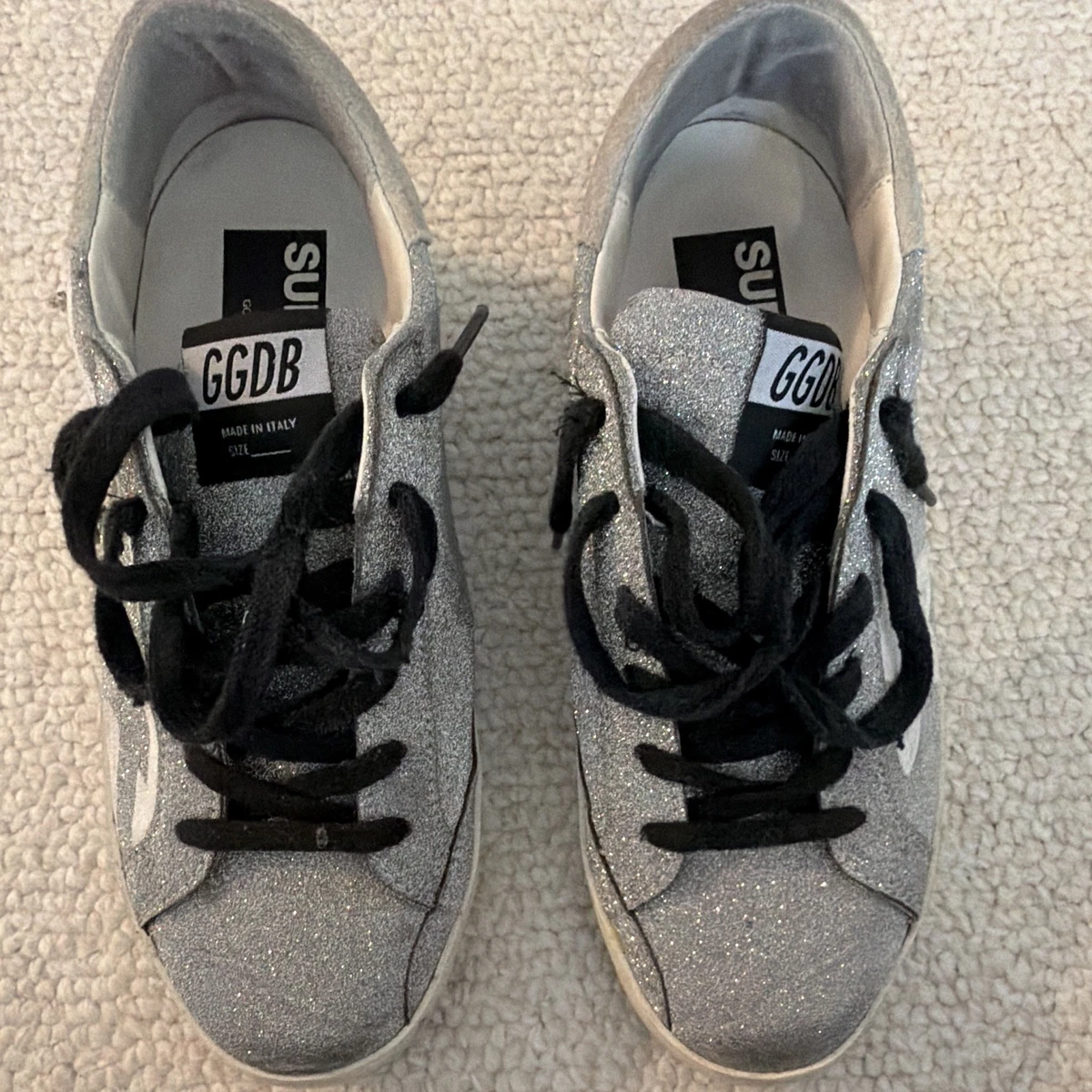 Golden Goose Superstar White Gold Silver Glitter W for sale | eBay