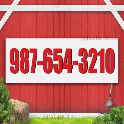 CUSTOM PHONE NUMBER Indoor Outdoor Banner Sign with grommets