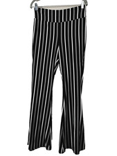 70s Black White Striped Flare Pants L Retro Hippie Costume Festival Groovy Vibe