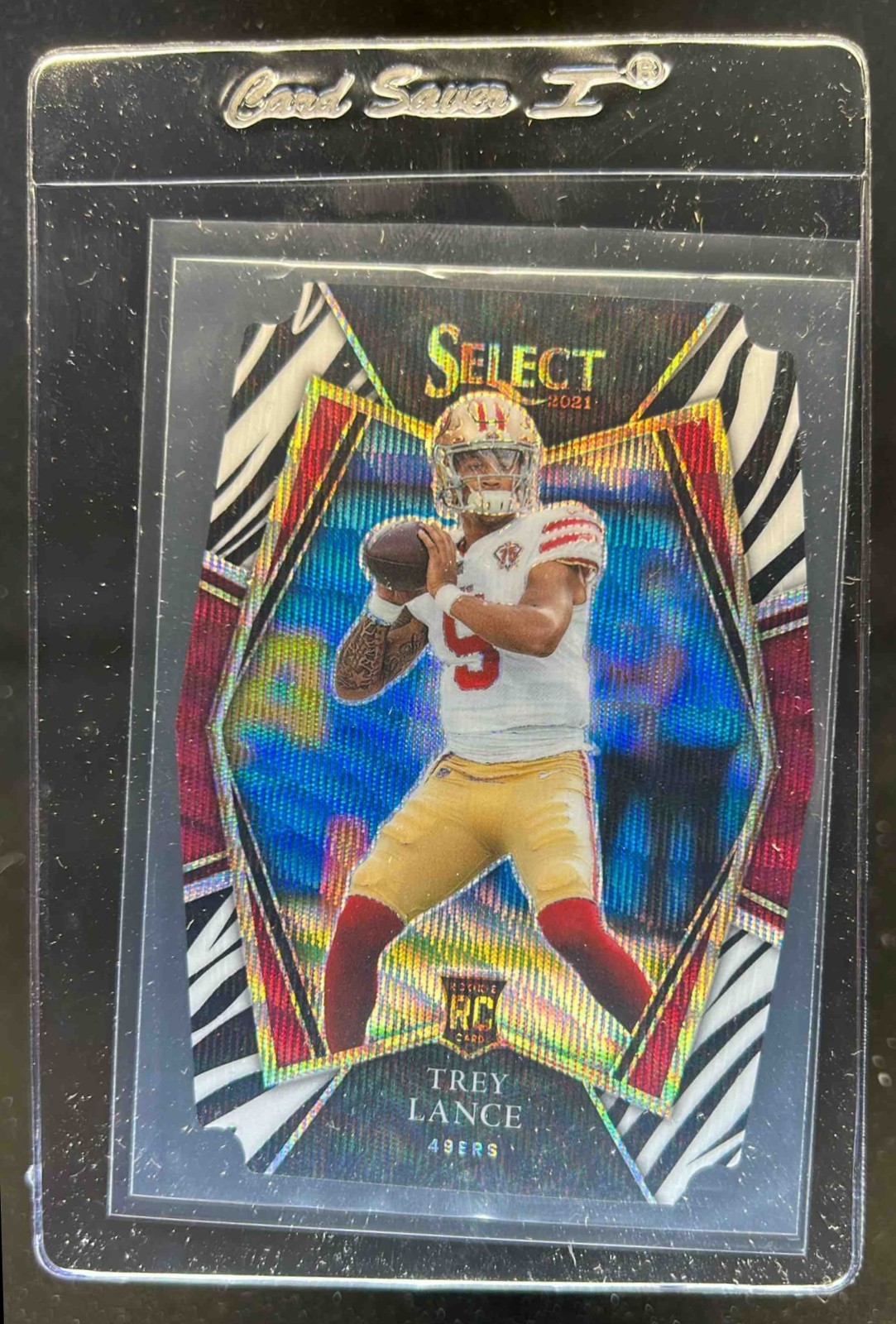 2021 Select Trey Lance RC Zebra Prizm Die Cut Rookie Premier #145 49ers