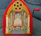J Chein AnTiQuE VinTagE Tin Litho Wind-Up CATHEDRAL CHURCH PIPE ORGAN ToY WorKs!