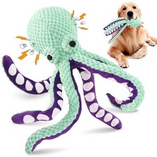 Pet Plush Octopus Toy Interactive Squeaky Chew Bite Resistant