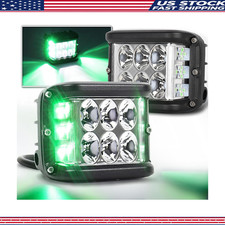4 Inch Dual Side Shooter Led Pod Lights Green Drl Solid Strobe Tractor Plow Tru 4 Inch Dual Side Shooter Led Pod Lights Green Drl Solid Strobe Tractor Plow Tru