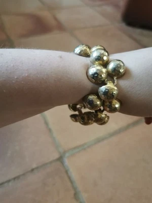 Bracelet Hémisphère en métal doré vintage - Photo 1/4