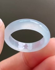 100 Natural Icy White Grade A Jadeite Jade Ring Size 9. 0 Y0126