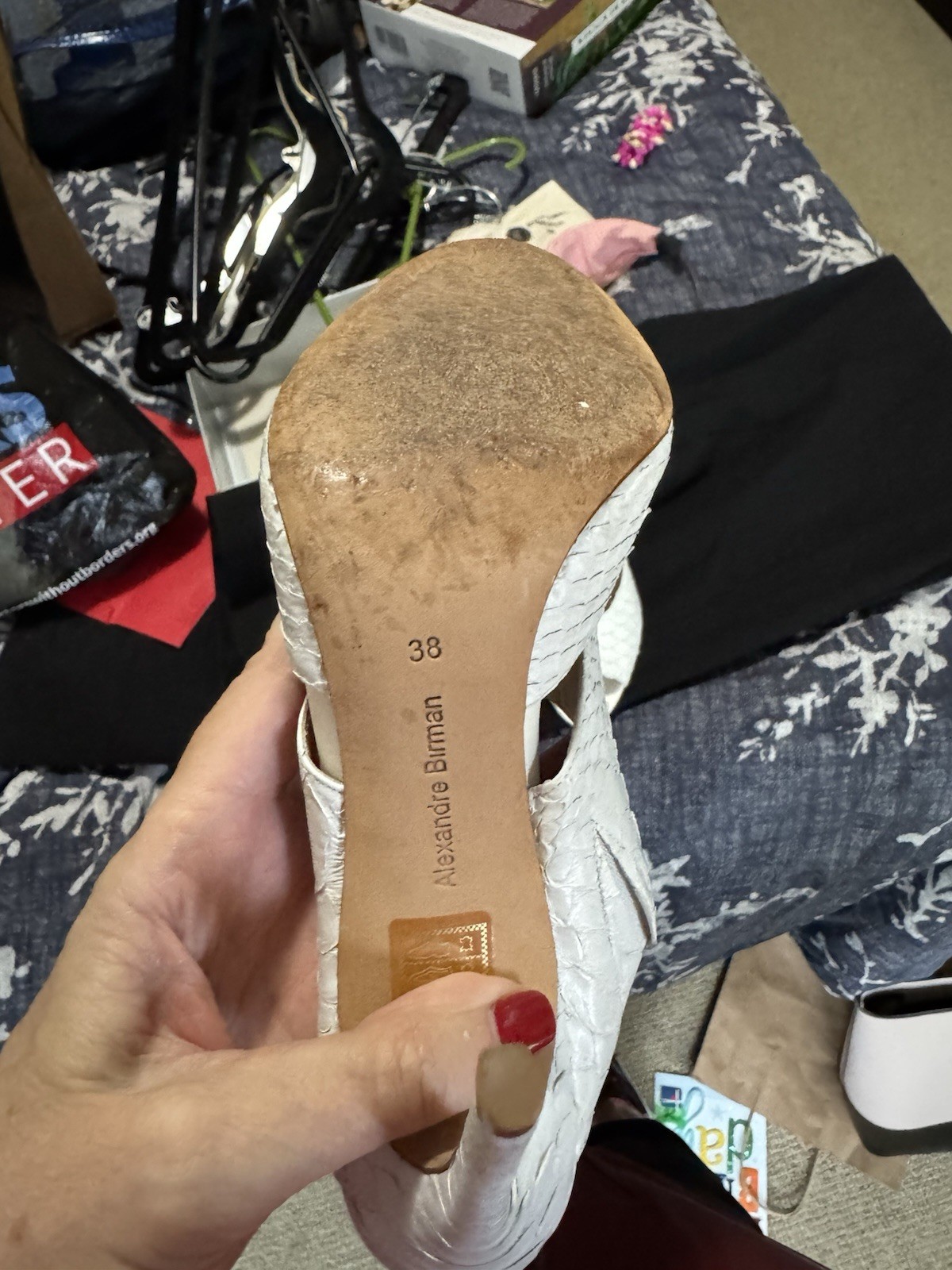 Alexandre Birman White Python Leather Slide Slip … - image 4