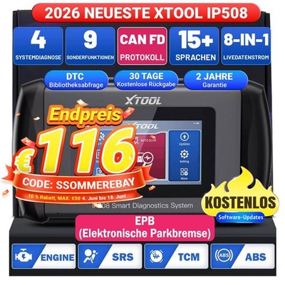 XTOOL IP508 KFZ OBD2 Diagnosegerät Profi Auto Scanner 9 Services 4 System CAN FD