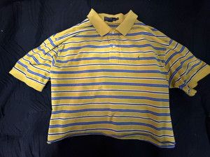 Polo Ralph Lauren Men’s Striped Polo Yellow Blue White Short Sleeve Logo L