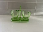 Vintage Depression Glass Green Uranium Cream & Sugar Set Greensburg Co.