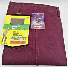 Wrangler Men's 28x32 Slim Fit Cowboy Cut Jeans 936CWE Checotah, Maroon