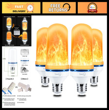 Flickering LED Flame Light Bulbs - 4 Modes E26 Base Fire Effect 4-Pack