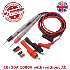 1 Pair Digital Multimeter Test Leads Soft Silicone Wire Needle Tip with Clips