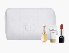 Christian Dior Beauty Snow White Quilted Cosmetic Bag Limited Edition 4 Pc Gift