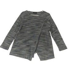 Comfy USA Gray Stretch Zip Front Knit Sweater Cardigan Top Small Made in USA