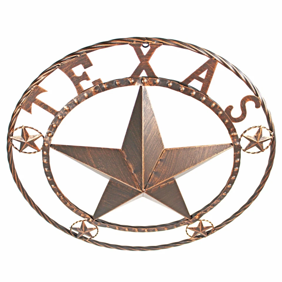 Anillo de cuerda de metal Texas Barn Lone Star decoración de pared rústico cobre cepillado 24 pulgadas Foto 2 de 4