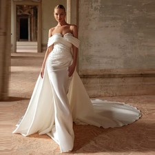 Detachable 2 In 1 Mermaid Wedding Dresses Beading Lace Sleeveless Bridal Gowns