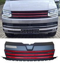 Passend für VW T6 Kühlergrill Front Sport Grill Schwarz Rot Rippen ohne Emblem 1