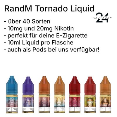 RandM Tornado E-Liquid 10mg /20mg/ml - ALLE Sorten!