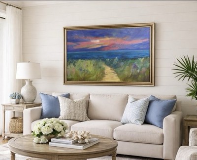 E. Havens Signed 36 X 24 Oil On Canvas Painting  Path To The Cove East Sandwich 
