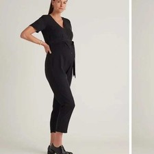 Mono de Maternidad Quince De Colección Lavado Tencel Botón Frontal Negro XL NUEVO Sin Cinturón