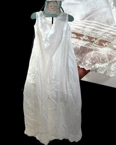 Antikes Mädchen 12-18 Monate Elfenbein Kleid Rasenkleid schöne Einfachheit