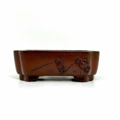 Premium Yixing Zisha Bonsai Pot 5'' Crab Style Authentic Handmade Zhang Pottery