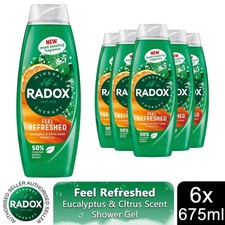 6x Radox Shower Gel Feel Refreshed With eucalyptus & citrus Scent - 675 ml 4.57 per litre