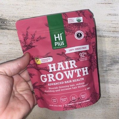 Hi Plus Nutrition Hair Growth Gummies Pineapple 90 Count