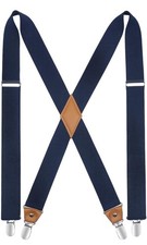 New Navy HISDERN Suspenders for Men X-Back 1.4" Adjustable Elastic Suspender