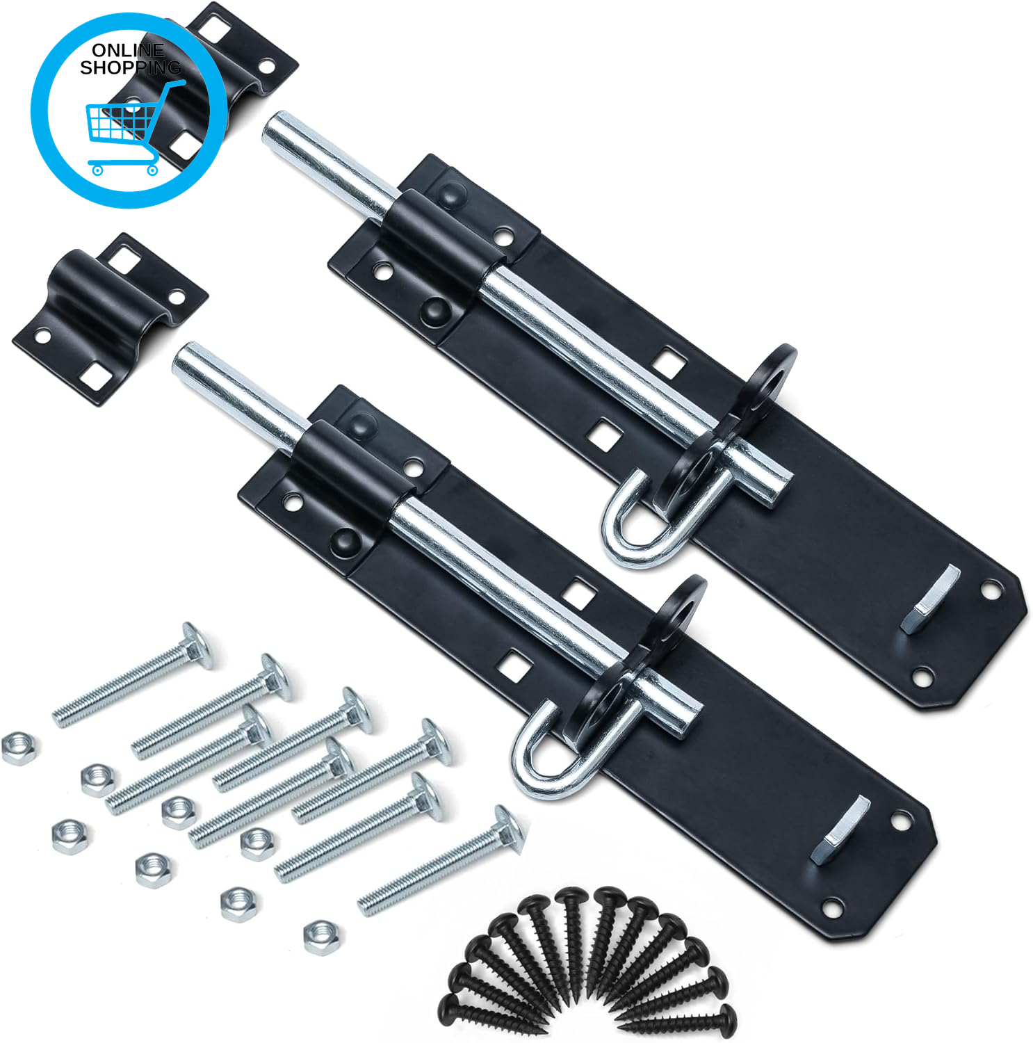 Brenton Bolt 2 Pack 200Mm (8”) Sliding Padbolt - Black Powder Coated Finish - Wo