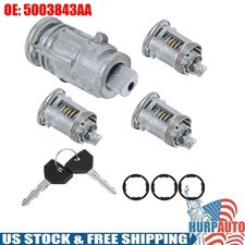 5003843AA Ignition & 3Door Lock Cylinder Set with 2 Keys For 02-06 Jeep  TJ