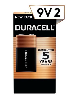 Duracell 9V Alkaline Battery 2/PK (2 Per Pack)