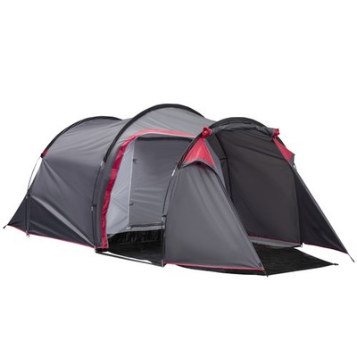 Outsunny 3 Mann Campingzelt mit 2 Zimmern Veranda Belüftungsöffnungen Rainfly wetterfest