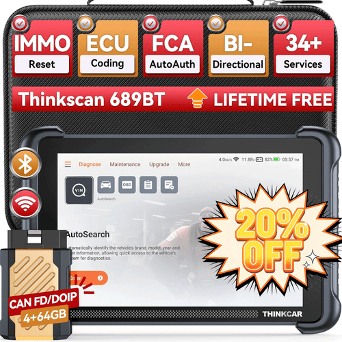Thinkcar OBD2 Scanner ThinkScan 689BT Car System Diagnosis Scan Tool FREE Update - Foto 1 di 14
