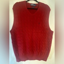 Polo Ralph Lauren Burgundy 100 Cotton Men  s Sweater Vest Size X-Large