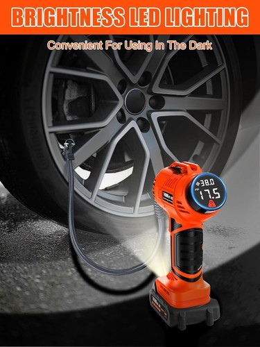 Cordless Tire Inflator Rechargeable Battery Air Pump Compressor with Car Adapter - 第 5/10 張圖片