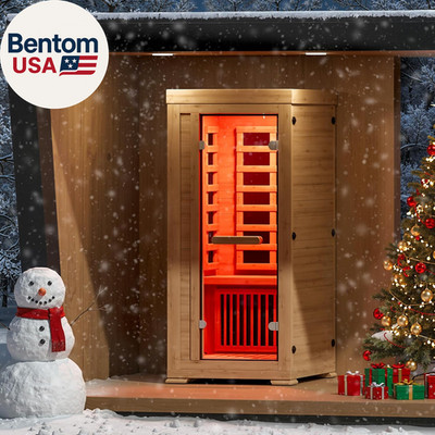 Infrared Wood Sauna 5.4Ft 1 Person, Luxury Full Spectrum Far Infrared Sauna Feat