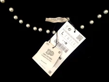 Zara Trafaluc Black Pearl Neck Detail Sweater Knit Top sz.L NEW