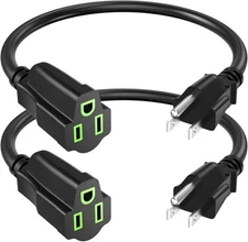 Power Extension Cord 1FT/12Inch(2 Pack), Short 3 Prong Electric 1 FT, 2 PACK 