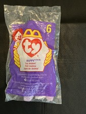 Ty 1993 Beanie Baby Happy Retired 3rd Generation with Original Hang Tag, Pkg 6