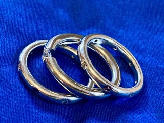 Blue and Purple Sapphire & Diamond Platinum Ring Set size 8