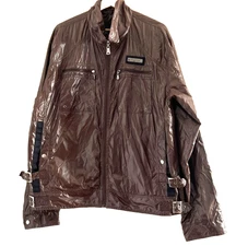 Giorgio Armani Brown Nylon  Windbreaker Bomber Jacket Men Size: 3XL /fit smaller