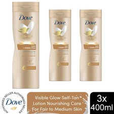 Dove Visible Glow Selbstbr&auml;uner Lotion pflegende Pflege f&uuml;r helle - mittlere Haut, 3x400ml