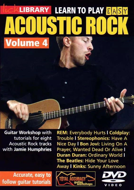 Lick Library Learn 8 EASY ACOUSTIC ROCK GUITAR Lessons Video DVD REM  Coldplay