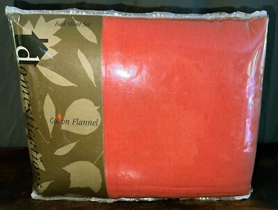 Domestications 100% Cotton Flannel Bed Sheet Set - Full - Paprika Rust Orange