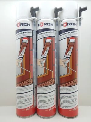 FÖRCH 3X 1K PU ESPUMA DE MONTAJE ESPUMA DE CONSTRUCCIÓN MOLDE PULVERIZADOR 750ml