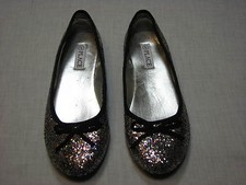 5 Place Ladies shoes Ballet Flats Womens Glitter Black Silver Pink Bow sparkle 5