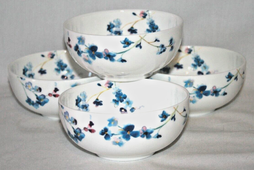 Mikasa Audrey 4,5" Bone China Obstschalen kleine blaue Blumen 4er Set Neu